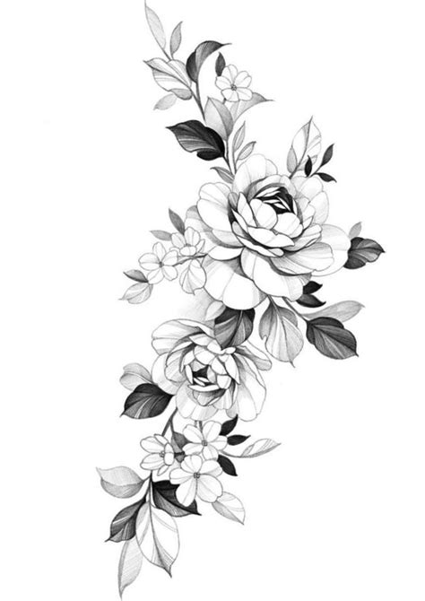 Floral Back Tattoos, Peony Flower Tattoos, Flower Tattoo Drawings, Tattoo Style Drawings ...