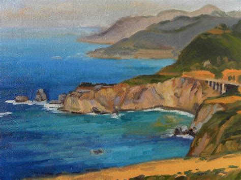 California plein air art impressionist painting of dramatic Big Sur from jbfinearts on Ruby Lane