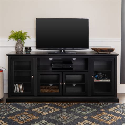 Manor Park Contemporary Tall TV Stand for TVs up to 78" - Black ...