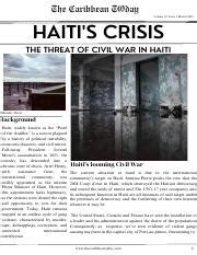 Understanding Haiti's Crisis: The Threat of Civil War | Course Hero