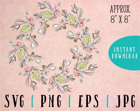 Wreath Clip Art Eps, Svg, Jpg, & Png Digital Download Leaves and Flowers Wreath Graphic - Etsy