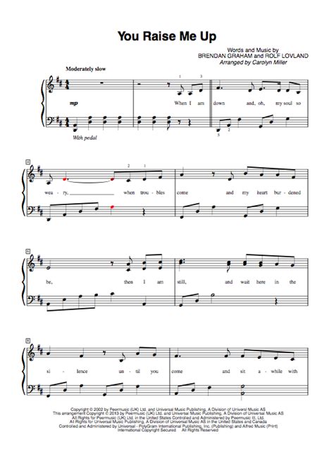 You Raise Me Up Lyrics And Chords Pdf - Sheet and Chords Collection