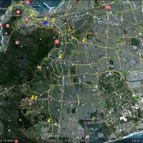 Map of study area, Southern Suburbs, Cape Town (Source: Google Earth ...