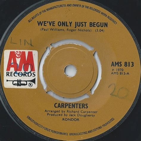 Carpenters - We've Only Just Begun (1970, 4-prong Centre, Vinyl) | Discogs