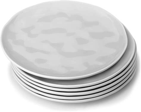 Miicol Unglazed Bottom Round Porcelain Plates, 6-Piece
