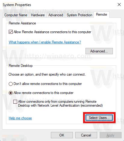 Add Users to Remote Desktop in Windows 10