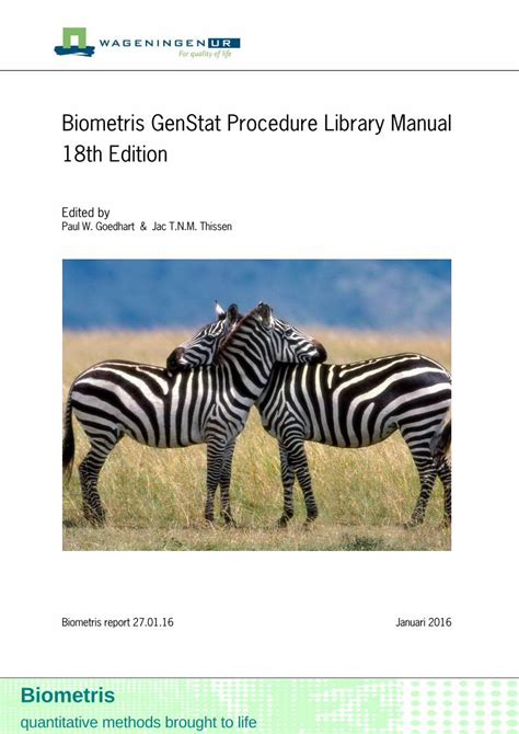 (PDF) Biometris GenStat Procedure Library Manual 18th … · Biometris GenStat Procedure Library ...