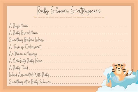 Baby Scattergories - 6 Free PDF Printables | Printablee