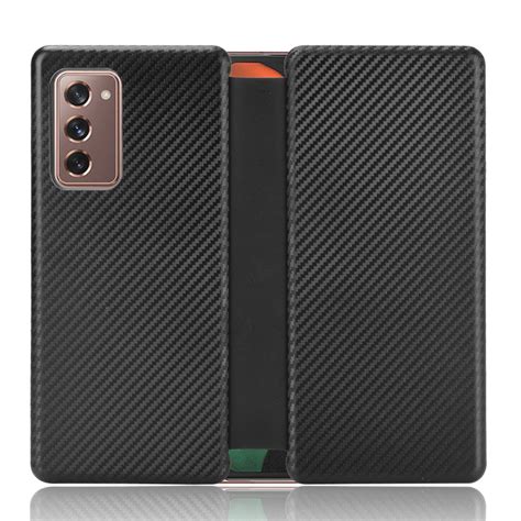 Luxury Carbon Fiber PU Leather Casing Samsung Galaxy Z Fold 2 5G Flip Cover Galaxy Z Fold2 5G SM ...