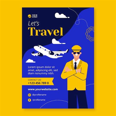 Free Vector | Flat airline service company vertical poster template