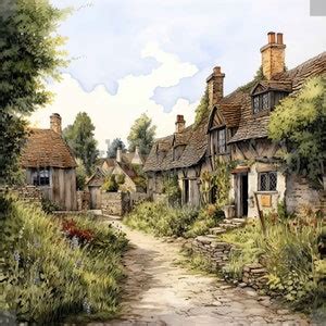 Countryside Village Scenes Clip Art 12 High Quality Jpgs Digital Planner, Journaling ...