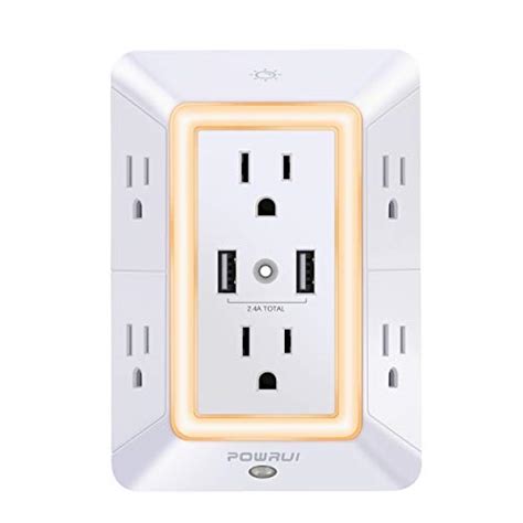 USB Wall Outlet Extender | 6 Outlets Plus 2 USB Plugs - Yinz Buy