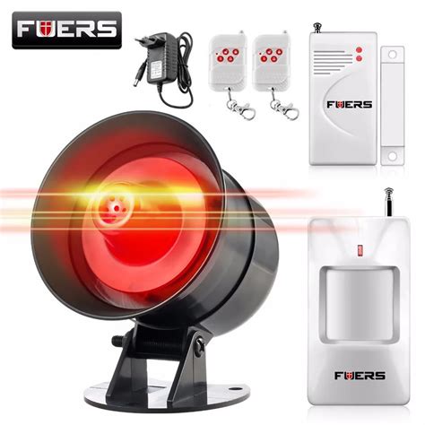 Fuers DIY Wireless 110db Loud Security Siren Rapid Code Strobe Siren Alarm Sound Flash Alarm ...