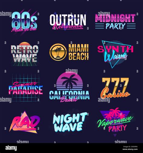 Outrun retro logo designs. Neon retro logos. Vaporwave, Retrowave, Synthwave logo templates ...
