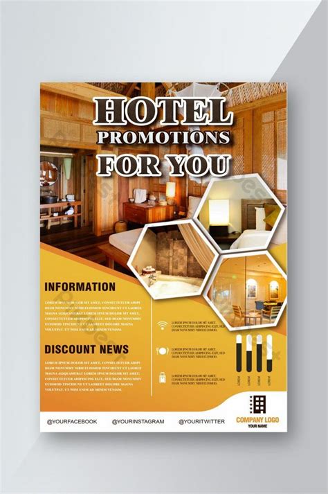 Yellow geometric hotel promotion poster | PSD Free Download - Pikbest