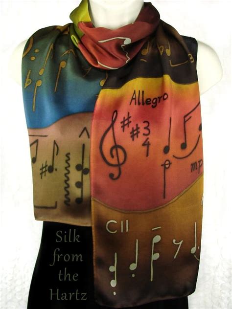 music note scarf hand painted silk gifts for musicians