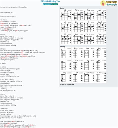 Chord: Officially Missing You - tab, song lyric, sheet, guitar, ukulele | chords.vip