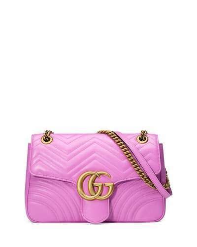 Gucci GG Marmont 2.0 Medium Quilted Shoulder Bag, Bright Pink