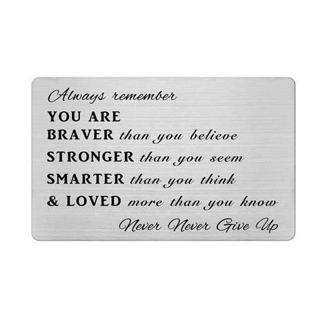 FALOGIJE Inspirational Quotes Engraved Wallet Card Men Women, You Are ...