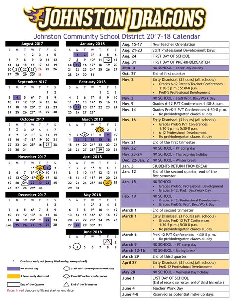 2017-18 Academic Calendar Approved - Johnston Community School District