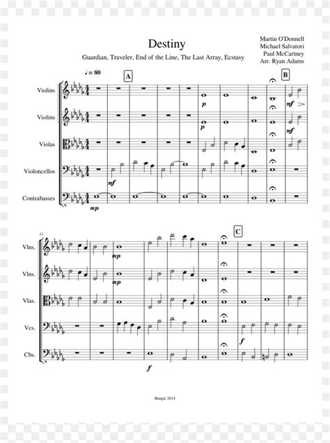 Destiny Sheet Music Composed By Martin O'donnell Michael - Black Swan Violin Sheet Music, HD Png ...