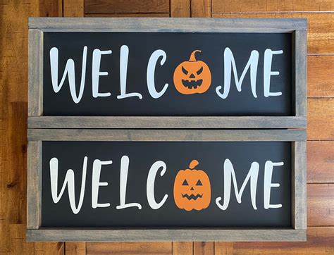 Halloween Welcome Sign Wooden Sign Pumpkin Sign Scary | Etsy