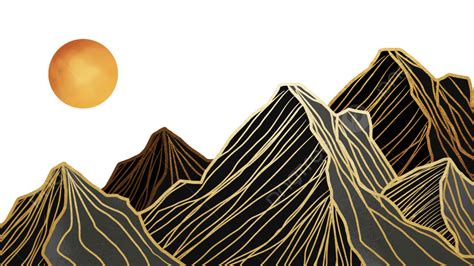 Korean New Year Golden Line Sunrise, Sunrise, Mountain Range, Mountain Peak PNG Transparent ...