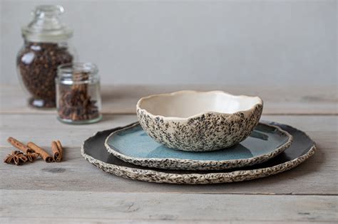 Rustic dinnerware set handmade ceramics blue pottery dinner | Etsy | Dinnerware sets rustic ...