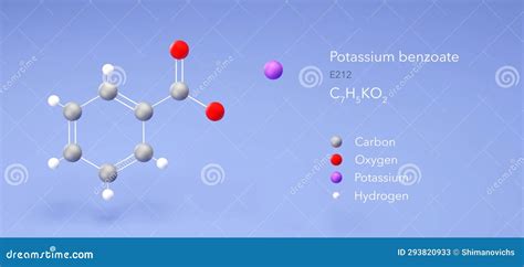 Potassium Benzoate Molecule, Molecular Structures, Food Preservative ...