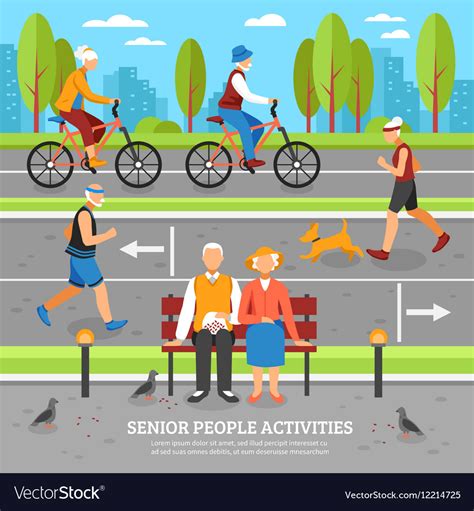 Old People Activities Background Royalty Free Vector Image