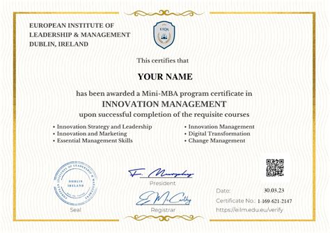 Mini MBA Innovation Management - EILM.EDU.EU