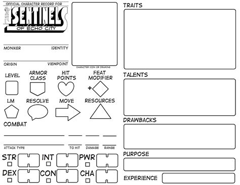 The Splintered Realm: Revised Character Sheet