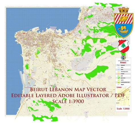 Beirut Lebanon PDF Vector Map 1971 high detailed layered Adobe PDF : r ...