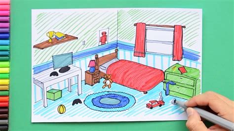 How to draw a kids room - YouTube