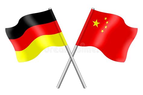 Germany And China Flag Speech Bubbles Against Black Background. 3d Illustration Stock ...