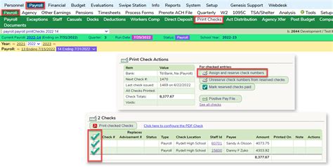 Paying Employees: Manage Printing of Checks : SchoolFi Support