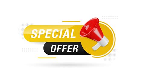 Special offer banner promotion template with 3D megaphone on white ...