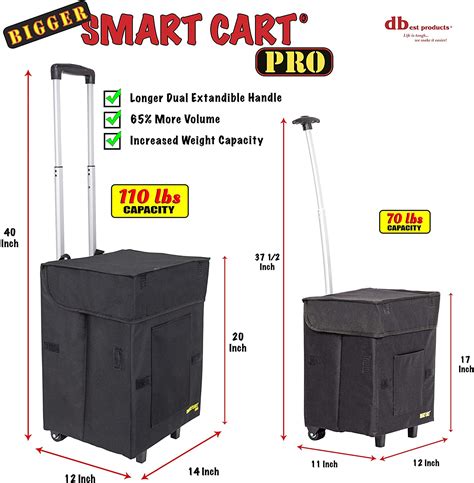 dbest Products Bigger Smart Cart Pro Collapsible Rolling Utility Basket Grocery Shopping Heavy ...