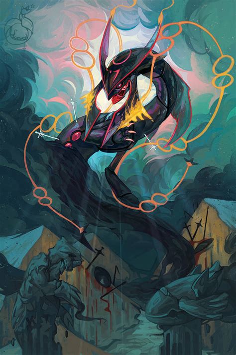 Download Shiny Rayquaza Fan Art Wallpaper | Wallpapers.com