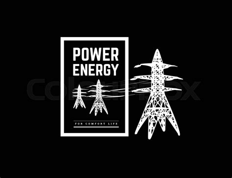 Power lines silhouette vector illustration isolated on white | Stock ...