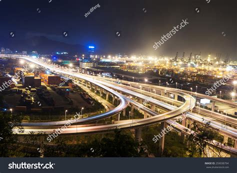 Illuminated Elevated Expressway Cityscape Night Stock Photo 259038794 ...