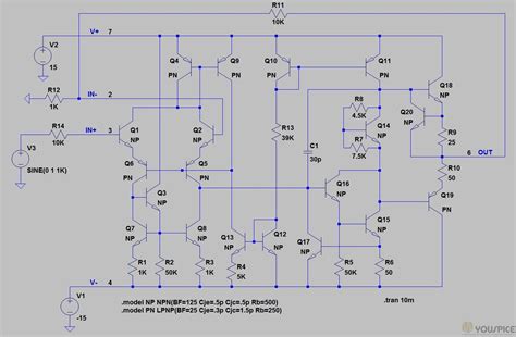 Detailed Model of LM741 Operational Amplifier - YouSpice