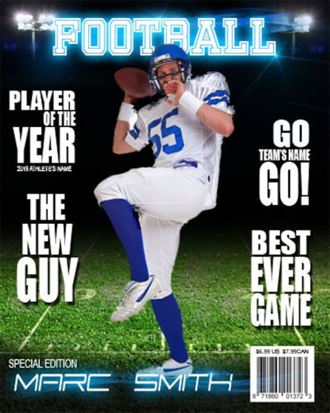 Football Magazine Cover Template - Etsy