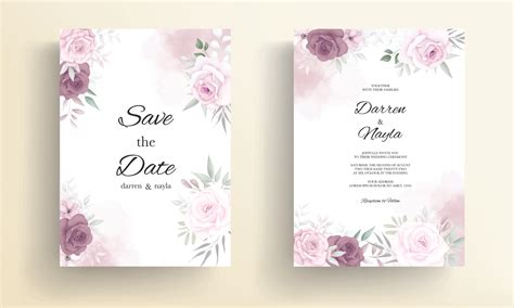 Beautiful hand drawn brown floral wedding invitation card design ...