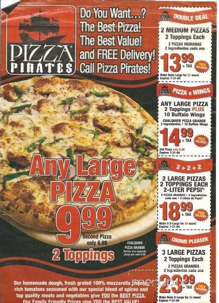 Online Menu of Pizza Pirates, Ontario, CA