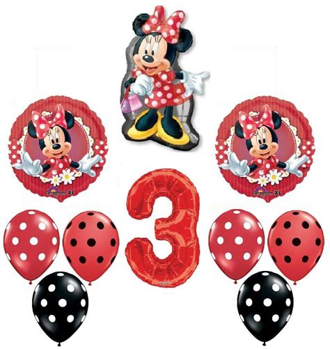 MAD About Minnie Mouse Red 3rd Birthday Party Balloons Decorations Supplies Set - Walmart.com