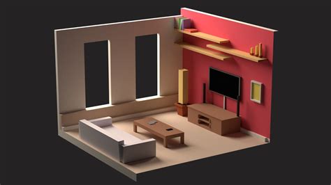 Low Poly Living Room model low-poly | CGTrader