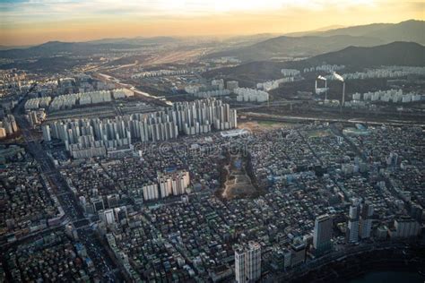 Aerial View Cityscape of Seoul, South Korea. Aerial View Lotte Tower at ...