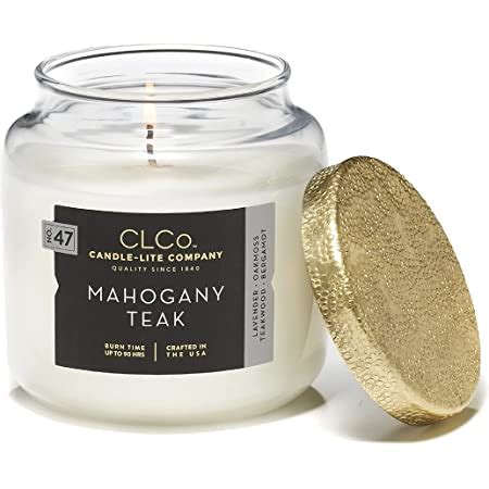 Amazon.com: CLCo. By Candle-Lite Scented Mahogany Teak Single-Wick Jar Candle, 14 oz, Off White ...