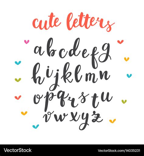 Cute letters hand drawn calligraphic font Vector Image